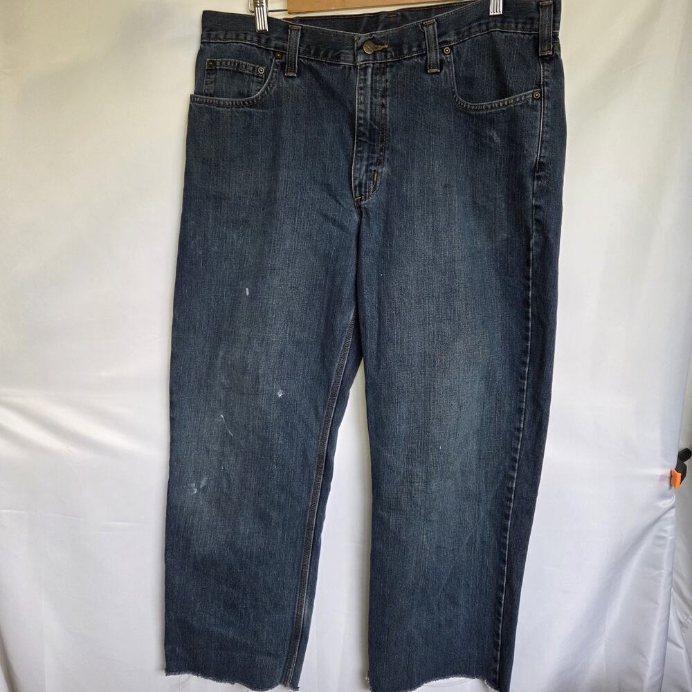 Carhartt Relaxed Fit Jeans Men's Denim Altered/Cropped Length Size 38 Workwear